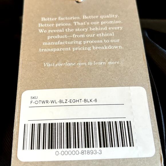 NWT Everlane The 80's Italian Wool Blazer Women's Size 6 Black Oversized Eighti - Picture 12 of 12